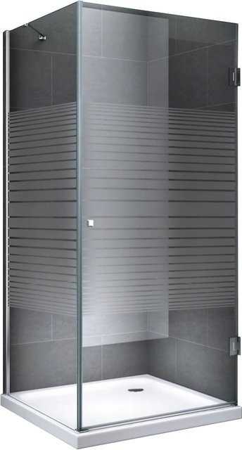Eger Duschkabine Spritzschutz Gestreift Transparent für Badewanne B/T/H: 100 x 100 x 195 cm - Bild 1