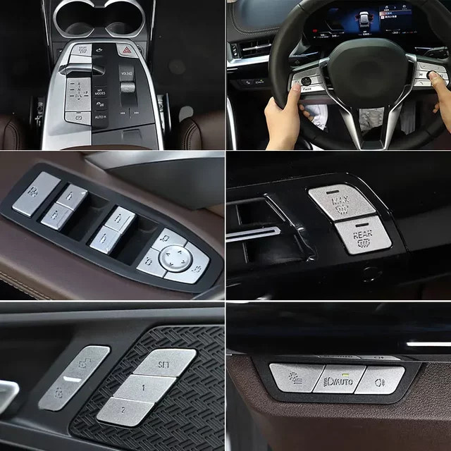 Cheya Auto-Innenausstattung Sitzgedächtnis-Taste Aufkleber für BMW X1 U11 2023+, Aluminiumlegierung, Silber, 4 Stück - Bild 1