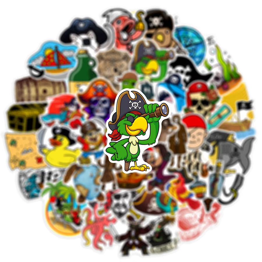 Charile Cartoon Piratenkapitän Seemann Aufkleber, multicolor, 10 Stück - Bild 2