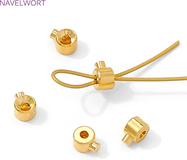 Crimp-Endperle 18K vergoldet, Messing, rund - Bild 1