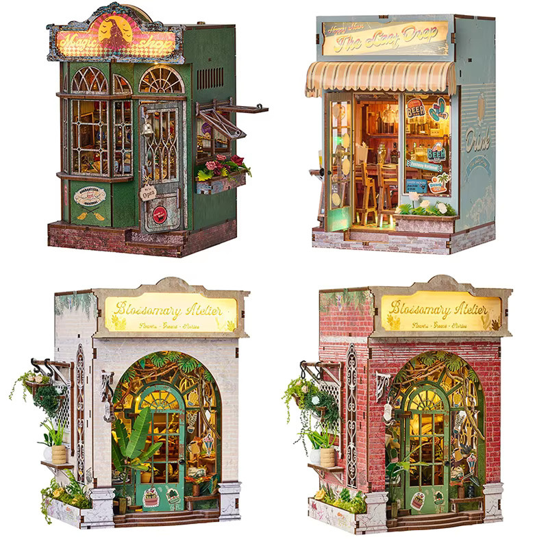 zuuton DIY Buchnischen-Set 3D Holzpuzzle Miniatur-Bücherregal in Natur und Mehrfarbig - Bild 6