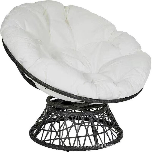 HomeHarmony Rundes Hängesessel-Kissen-Set in Weiß mit verdicktem Kissen und Rückenlehne, Durchmesser: 65 cm - Bild 1
