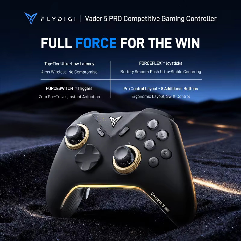 Flydigi Vader 5 Pro Gaming-Controller mit Hall-Effekt-Joysticks und Vibrations-Triggern in Schwarz für PC, Nintendo Switch, Mobile und TV - Bild 2