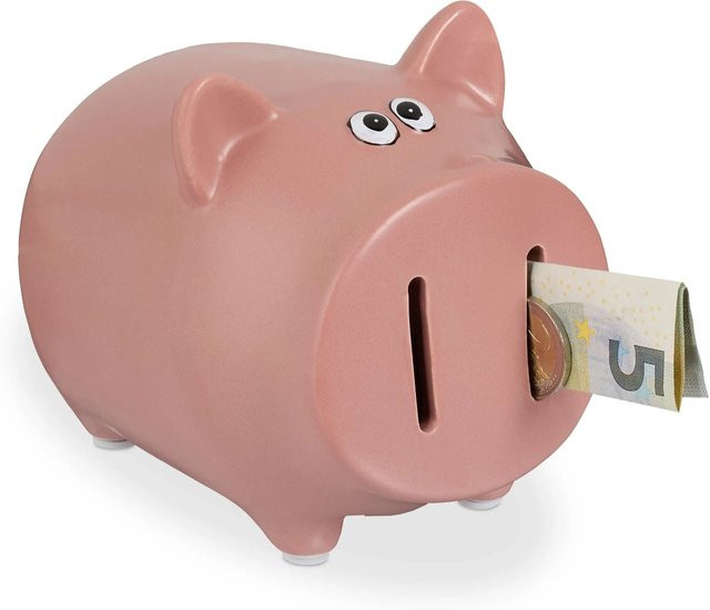 Relaxdays Sparschwein aus Dolomit in Rosa, B/T/H: 12,5 x 12,0 x 14,0 cm - Bild 1
