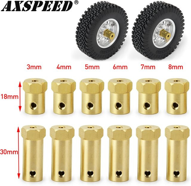 AXSPEED Rad Hex Kupplung Koppler Messing Hülse Adapter, 4-teiliges Set, Zubehör - Bild 1