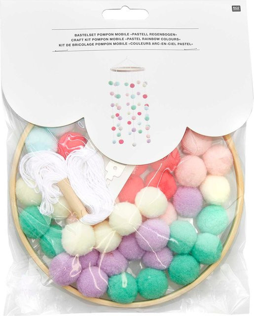 Rico Design Bastelset Pompon Mobile in Pastellfarben - Bild 1