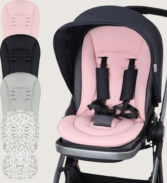 Warmes Kinderwagen-Sitzkissen aus Baumwolle für Herbst und Winter in Pink und Multicolour - Bild 1