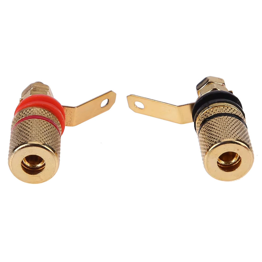 2 Stück vergoldete Lautsprecher-Binding Posts Terminal 4 mm Buchsen für Bananenstecker in Gold - Bild 2