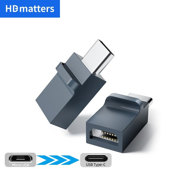 HDmatters Micro-USB auf USB-C Adapter OTG-Adapter mit Micro-USB-Buchse und USB-C-Stecker - Bild 1