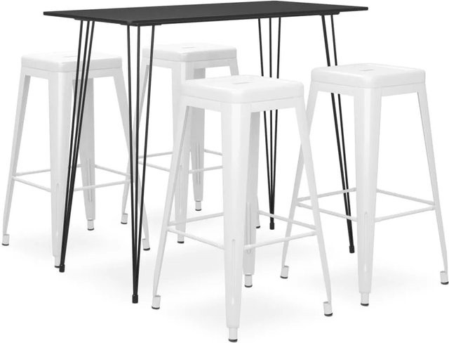 vidaXL 5-tlg. Bar-Set modern in Schwarz und Weiß aus MDF und Metall - Bild 1