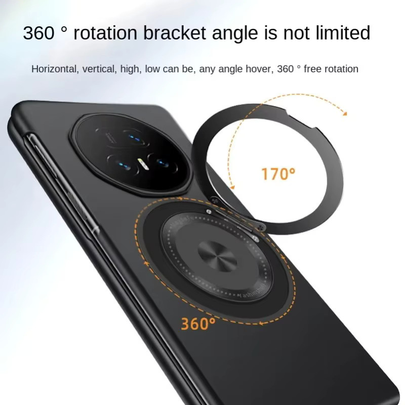 Magnetische Schutzhülle für Honor Magic V5 V3 V2 Vs3 Vs2 mit 360 Grad drehbarem Metallring und kabelloser Ladefunktion in Schwarz oder Silber - Bild 3