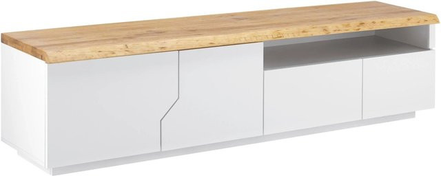 Bessagi Home Lowboard Carlos Modernes Wohnzimmer-Lowboard aus Echtholz in Eiche und Weiß - Bild 1