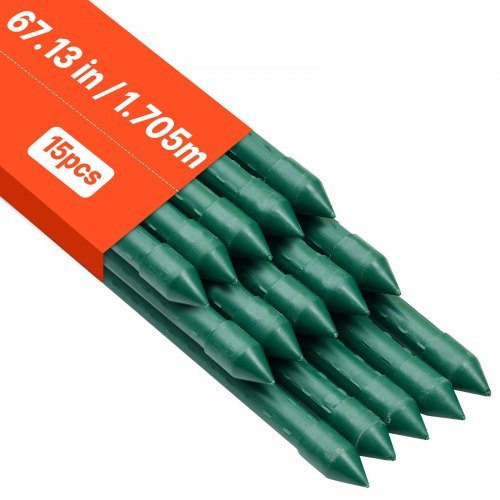 VEVOR Rankhilfe 15er-Pack Kunststoffbeschichtete Metall-Tomatenstäbe mit spitzem Ende und rutschfesten Noppen für Kletterpflanzen und Gemüse Durchmesser: 1,6 cm, Höhe: 170,5 cm - Bild 1