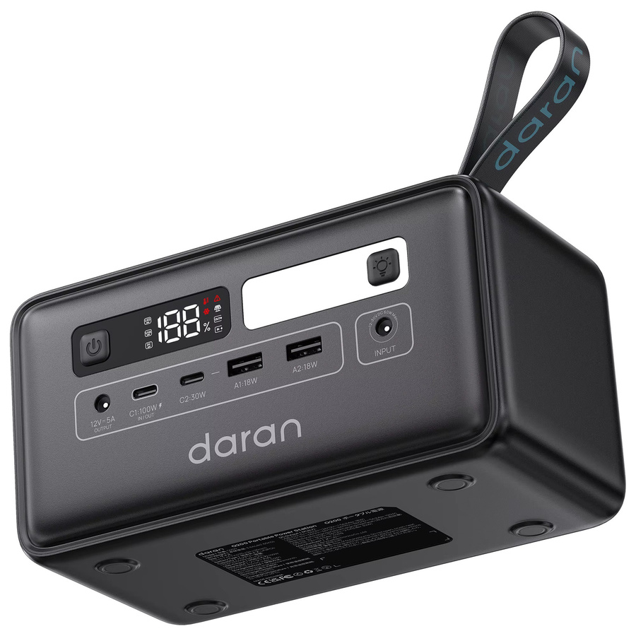 Tragbare Powerstation Daran Q200 in Schwarz mit 192Wh Kapazität, LiFePO4 Akku und 100W PD Schnellladung via USB-C für Camping und Reisen - Bild 6
