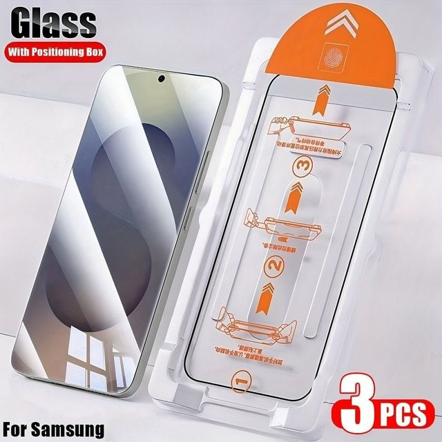 3er-Pack Premium Panzerglas für Samsung Galaxy S24, transparent, mit Easy-Install-System - Bild 1