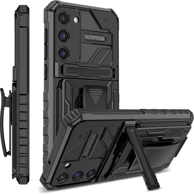 Stoßfeste Schutzhülle für Samsung Galaxy S26 S25 S24 S23 Ultra Plus S24 FE S23 FE mit Gürtelclip und Standfunktion in Schwarz - Bild 1