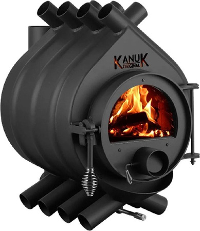 Kanuk Original Holzofen mit 7 kW Leistung in Schwarz und runder Keramikform