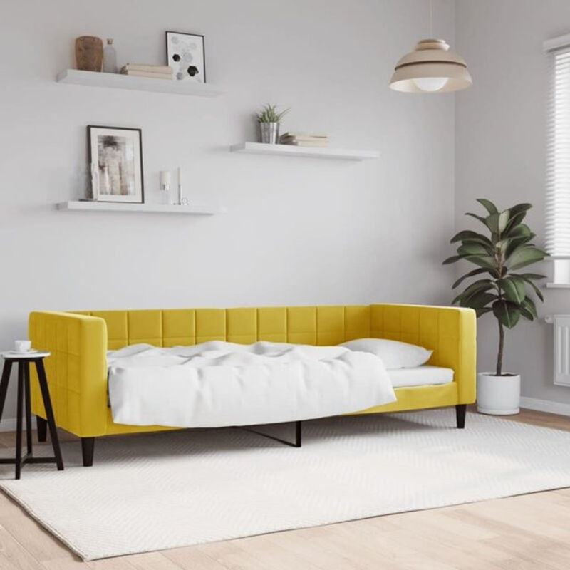 Vidaxl Polsterbett Tagesbett aus Samt und Metall in Gelb B/B/H: 200 x 80 x 68 cm - Bild 1
