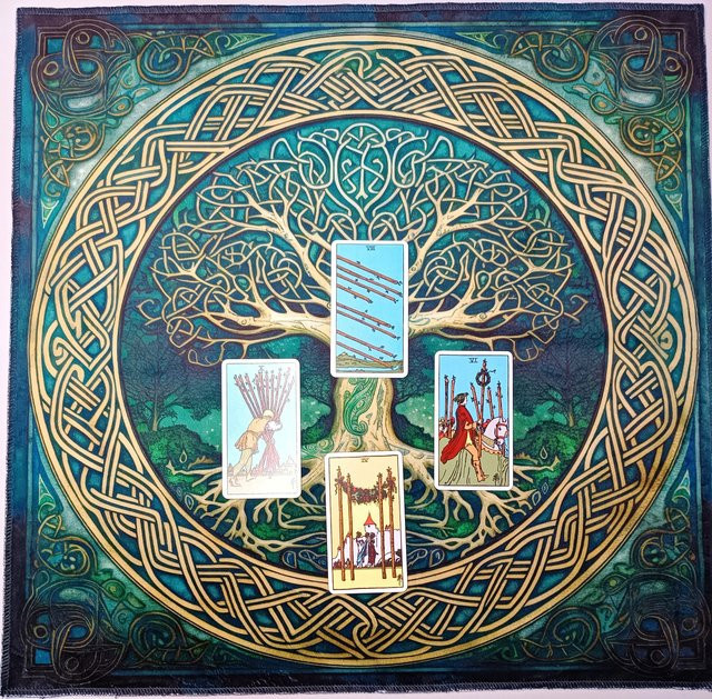 VIKAMA Celtic Tree of Life Tarot-Tischdecke, ethnische Altartuch im nordischen Stil, mehrfarbig - Bild 1