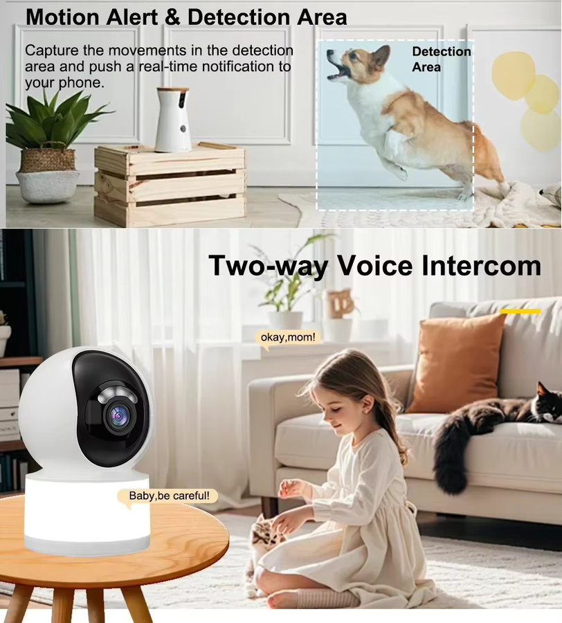 Tuya Smartlife 5MP 2K IP-Kamera Speed Dome PTZ-WLAN-Überwachungskamera mit Auto-Tracking für Innenräume, Weiß - Bild 2
