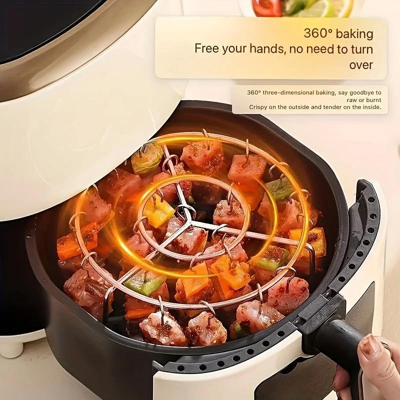 Happypilot 25 Stück Edelstahl Vertikale Rundgrill-Spieße für Heißluftfritteusen in Silber - Bild 5
