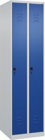 C+P Spind Classic PLUS Spind mit 2 Abteilen, Sicherheits-Drehriegel und 3 Garderobenhaken, Farbe: Grau/Blau, H x B x T: 185 x 50 x 50 cm - Bild 1