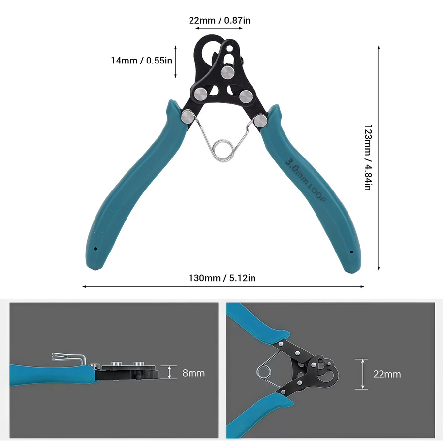 Ergonomische Schmuckherstellungs-Looper-Zange in Grün mit 9 poligen Drahtschlaufen für 18–26 AWG-Drähte, 3 mm - Bild 3