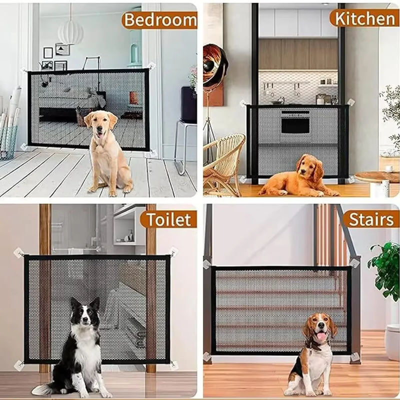 Sicherheitszaun für Haustiere und Babys mit Teleskopstange und Haken, Metall-Schutzgitter für Treppen und Eingänge, Schwarz, stanzfreie Montage - Bild 5