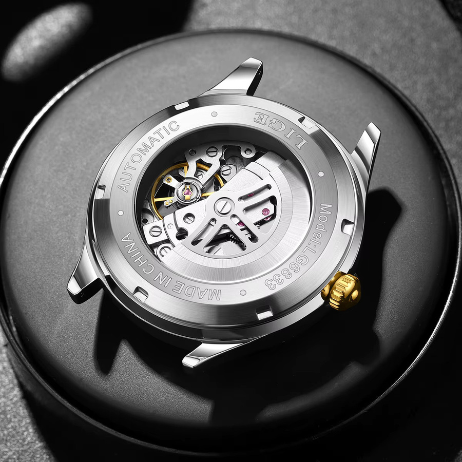 LIGE Armbanduhr Automatik, Edelstahl, Silber, Herren - Bild 5