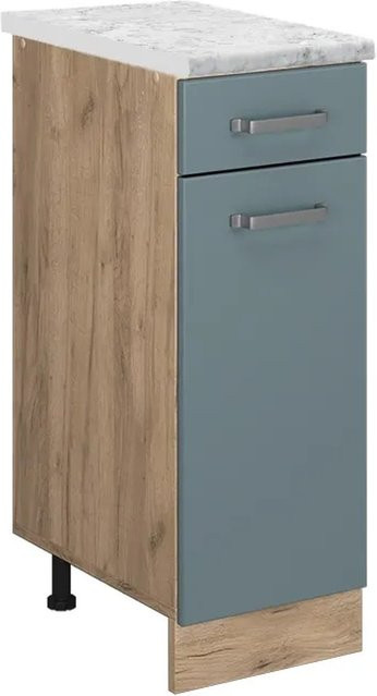 Vicco Küchenschrank R-Line Schubladenschrank in Blau-Grau mit Marmor-Optik, Wandmontage, B: 30 cm, H: 81,6 cm, T: 46 cm - Bild 1
