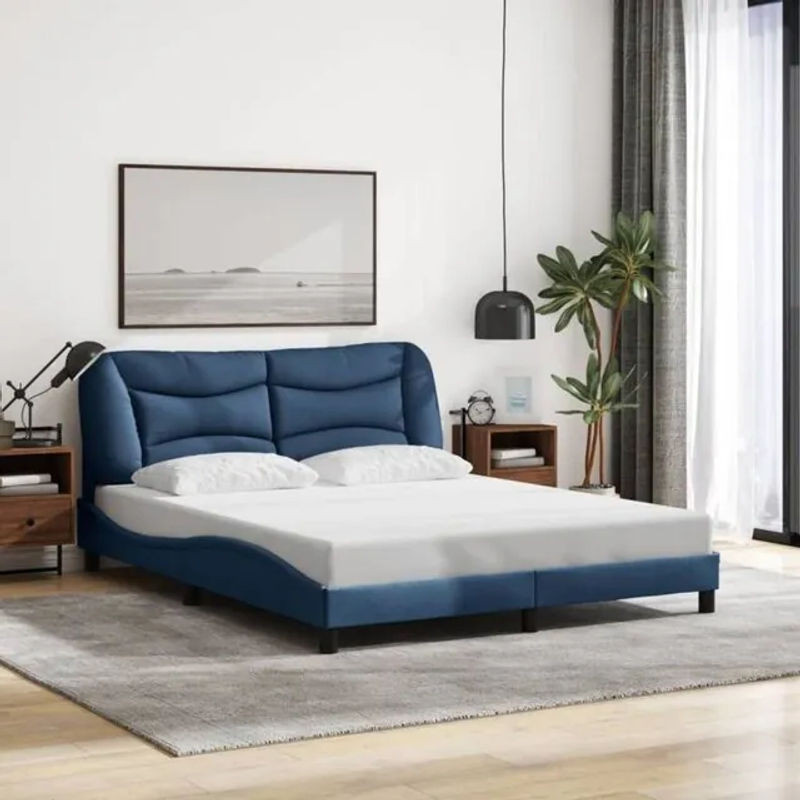 Polsterbett hvar von Vidaxl in Blau aus Stoff und Metall, B/T/H: 160 x 200 cm - Bild 1