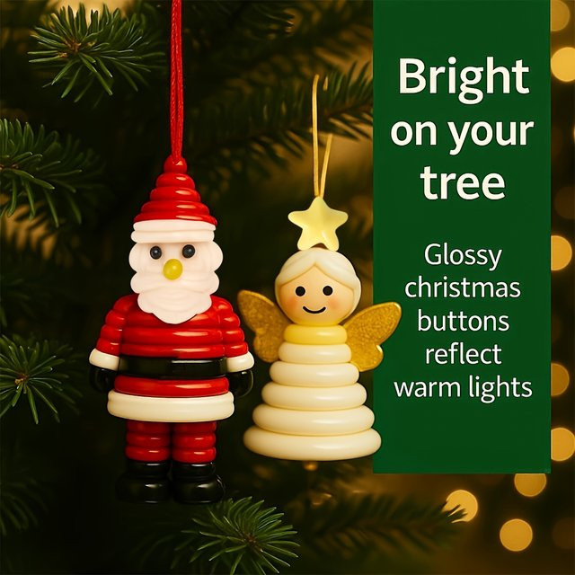 DUTRIEUX DIY-Weihnachtsknopf-Ornament-Set mit Schneemann und Weihnachtsmann, buntes Bastelset aus Kunststoff für Kinder ab 2 Jahren - Bild 1