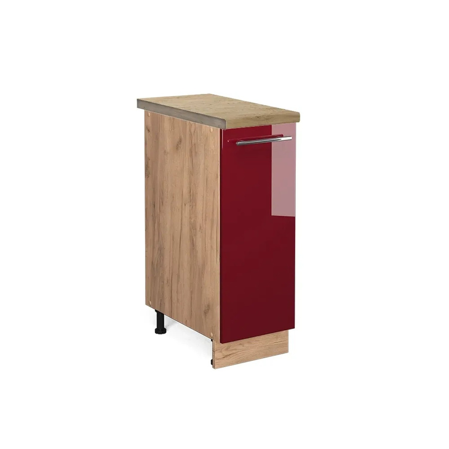Vicco Apothekerschrank Fame-Line Bordeaux Hochglanz in Rot und Goldkraft Eiche, B/T/H: 30 x 60 x 82 cm - Bild 2