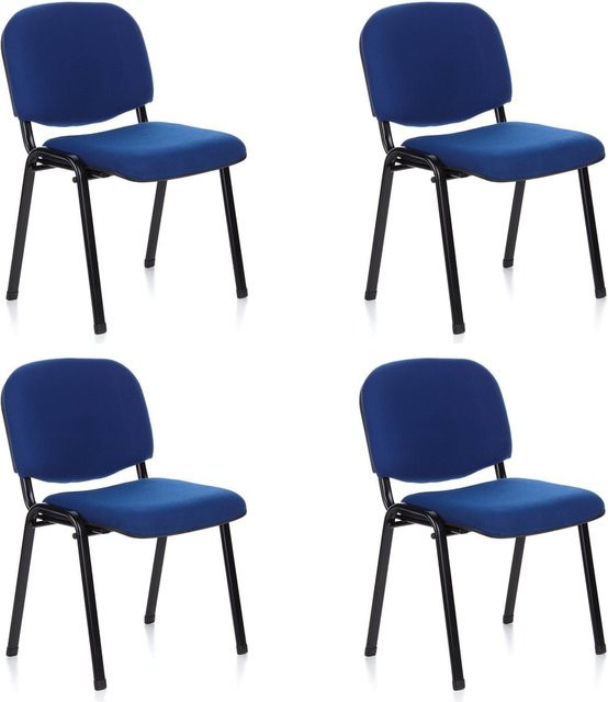 hjh OFFICE Vierfußstuhl XT 600 in Blau mit Stoffbezug und Stahlgestell - Bild 1