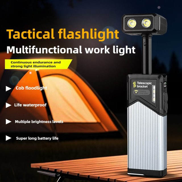 JIASHUAIXIN LED Arbeitsleuchte mit Magnet und Akku, verstellbares Flutlicht in Schwarz und Weiß für Garten und Arbeit - Bild 1