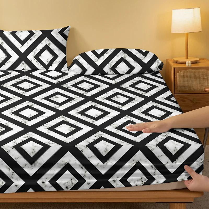 Your Warm Home Tagesdecke mit geometrischem Milchglas-Design in Schwarz und Weiß, B/B: 90 x 200 cm - Bild 5
