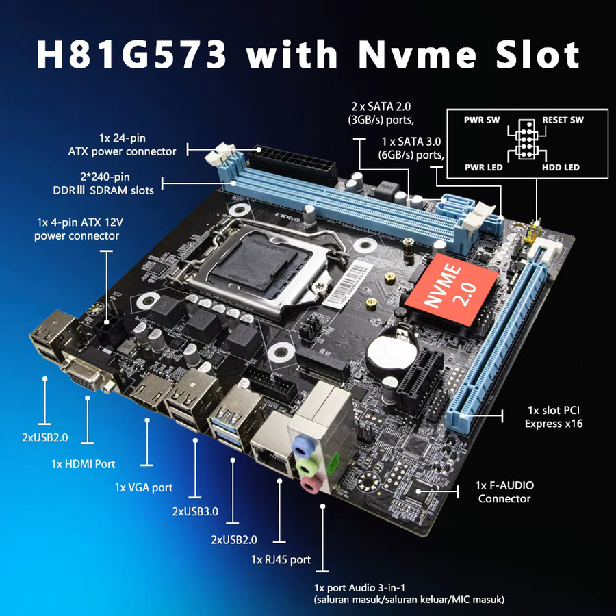 Colorful H81M-K PLUS V23B Motherboard in Rot Schwarz mit LGA1150, H81 Chipsatz und DDR3 RAM Unterstützung - Bild 2