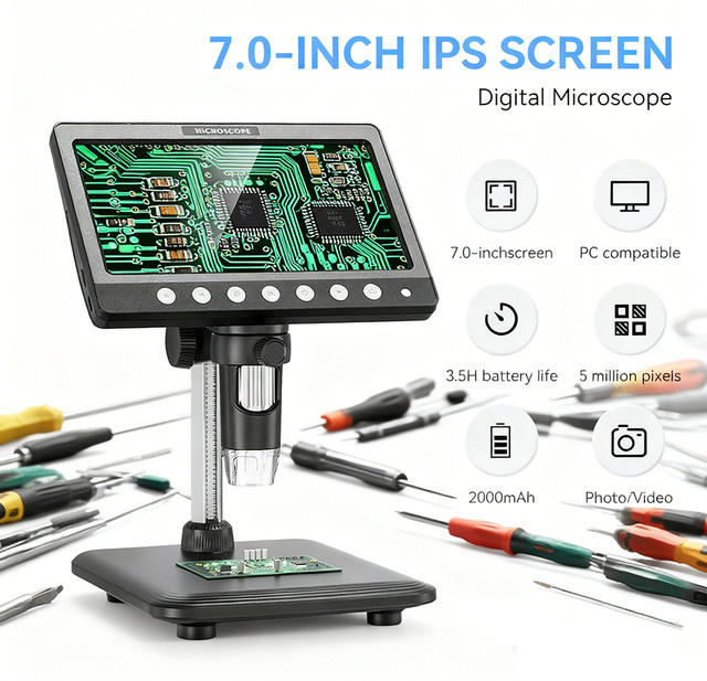 INSKAM Digitalmikroskop Lupe, 5MP, 7" LCD, Schwarz - Bild 1