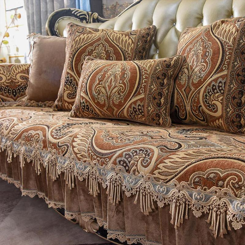 Yiran Furniture Retro Chenille Sofabezug in Beige mit Jacquard-Muster und rutschfester Oberfläche für dein Wohnzimmer, Armlehnenbezug Breite: 50 cm, Tiefe: 60 cm - Bild 2