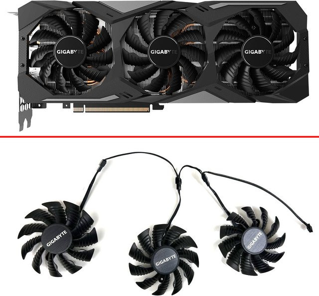 GIGABYTE Ersatzlüfter für GeForce RTX 2060 RTX 2070 RTX 2080 SUPER GAMING OC Grafikkarten, 82 mm, Schwarz - Bild 1