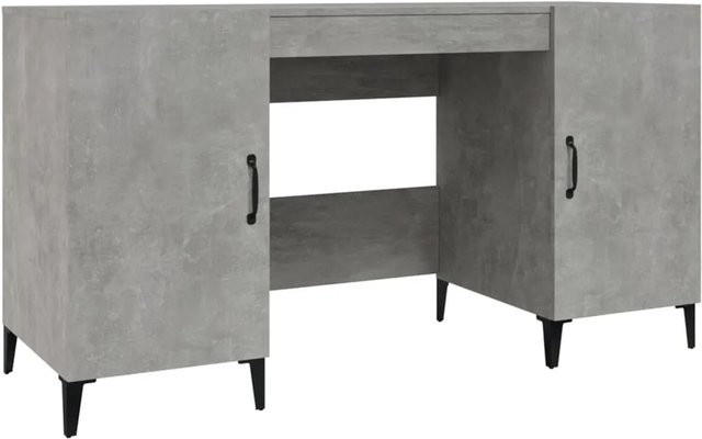 vidaXL Schreibtisch in Betongrau mit Holzwerkstoff und Metall im industriellen Design, B/T/H: 140 x 50 x 75 cm - Bild 1