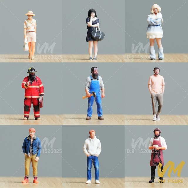MAK 3D-Miniaturfiguren Männer und Frauen, Einzelfigur, Feuerwehr, Cowboy, Kunststoff, Bunt / Mehrfarbig - Bild 1