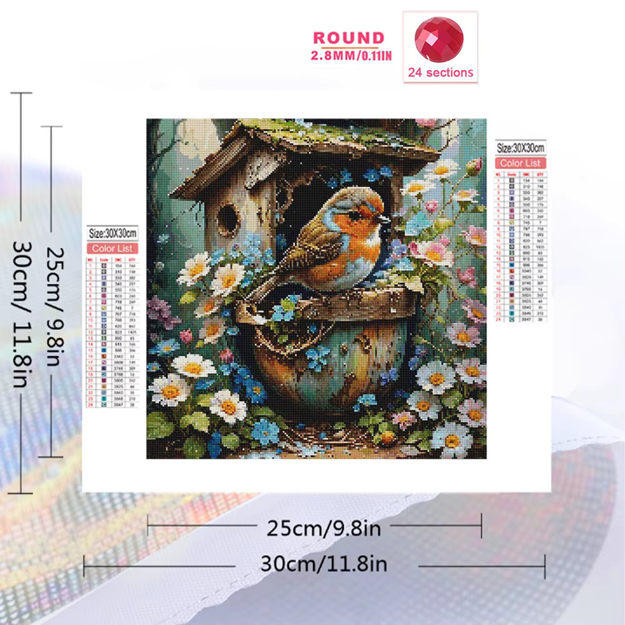 Momoart Diamant-Malerei DIY Set mit Vogel und Blumen in Multicolour, Acryl-Bastelbedarf für Tischdekoration, B/H: 20 x 20 cm - Bild 2