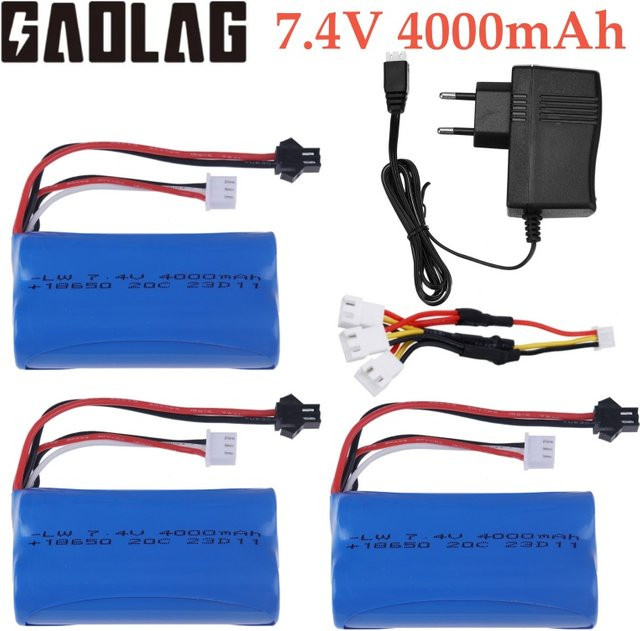 SM 7,4 V 4000 mAh 18650 Li-Ion Akku in Blau für WPL MN99S D90 U12A S033g Q1 H101 RC Modelle - Bild 1