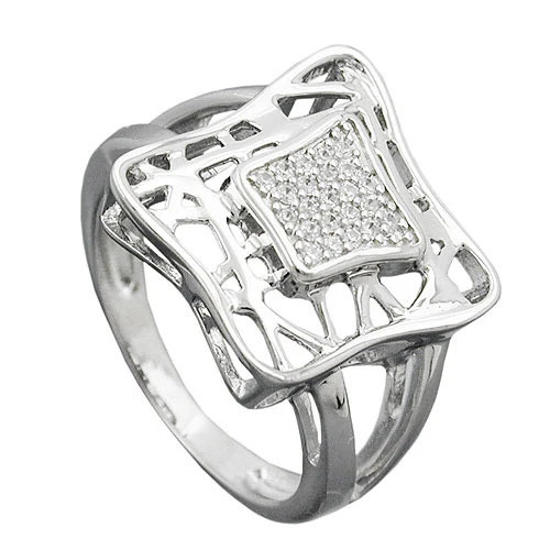 SIGO Ring Viereck, 925 Silber, Zirkonia, Größe 56, Unisex - Bild 1