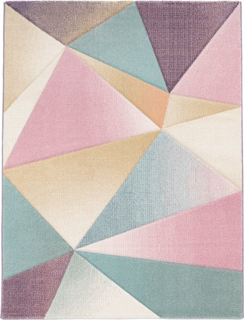 Moderner Teppich Cosy mehrfarbig mit Hoch-Tief-Effekt und geometrischem Design, B/T: 70 x 250 cm - Bild 1