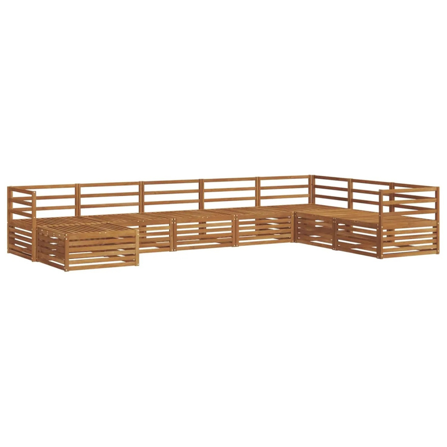 vidaXL Sofagarnitur 8-teilig aus Massivholz Akazie in Natur Braun, U-Form mit modernem Latten-Design - Bild 2