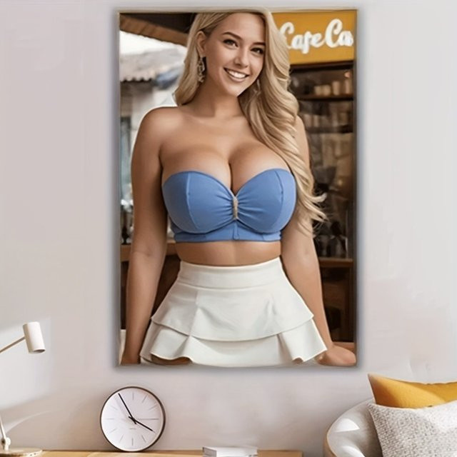 Moderne abstrakte Leinwand-Gemälde Reproduktion von CIFBUY in Blau und Weiß, Rechteckiges Wandkunst-Poster für dein Wohnzimmer oder Büro - Bild 1