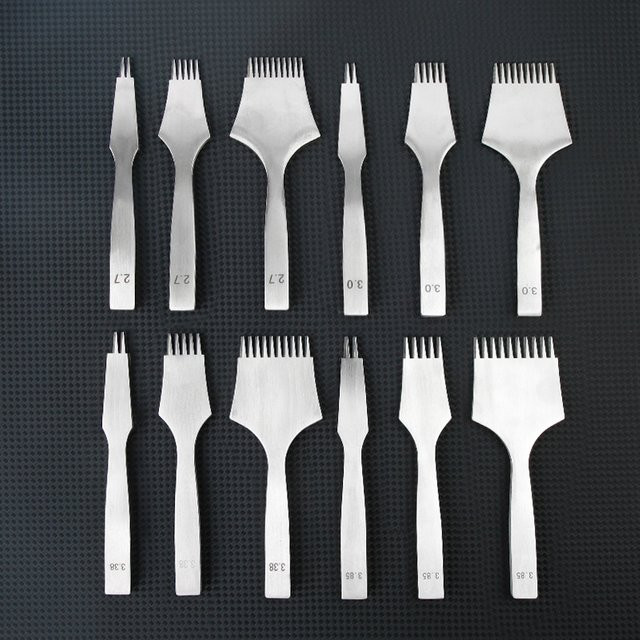 Leder Meißel Set im französischen Stil aus Stahl für präzises Stechen und Stanzen, Silber - Bild 1
