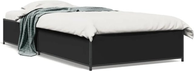 vidaXL Bettgestell modern in Schwarz aus Metall und Holzwerkstoff, B/T/H: 90 x 200 x 29 cm - Bild 1